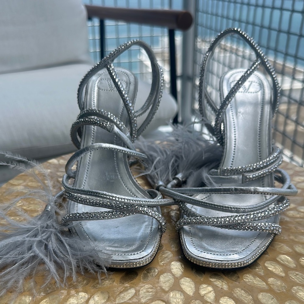 Valentino Garavani Silver Strappy Heels
